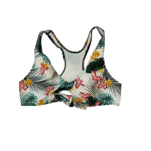 ACW Maillots Ardene *NEW* Tropical Floral Tie Front Bikini Swim Top Large Green - Picture 1 of 3